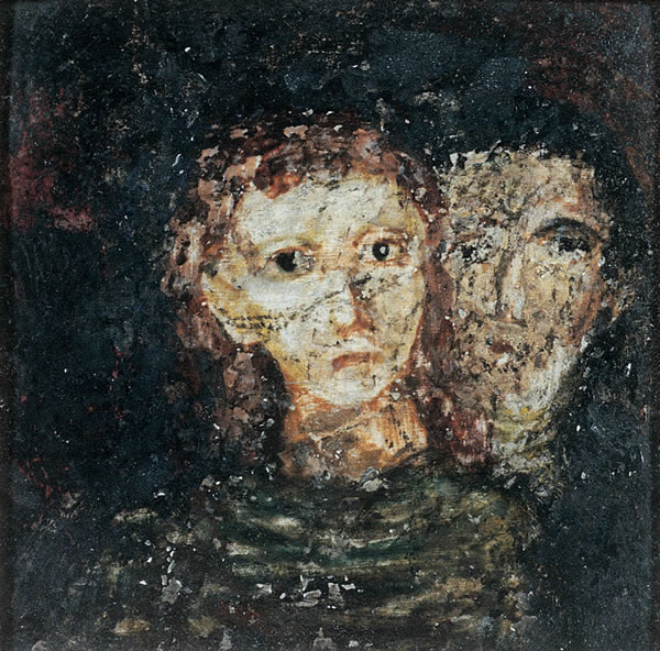 Due teste, anni ’30, studio ad  encausto, Ponticelli (Na), collezione privata